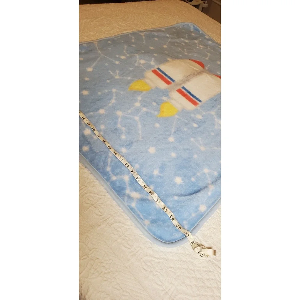 The World of Baby Mink‎ blanket Rocket Ship Blue & Orange - Vintage Excellent